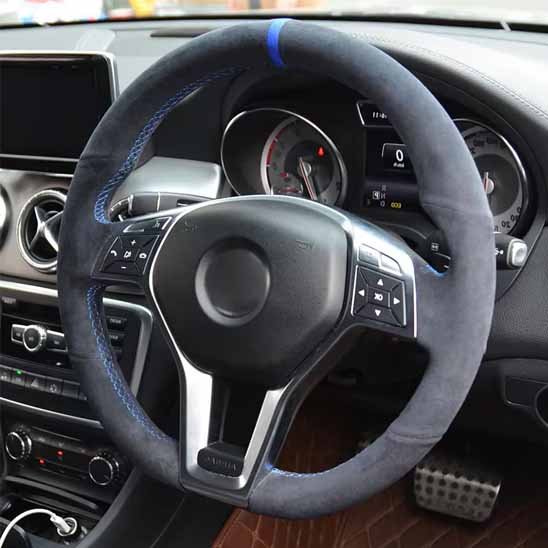 Couvre volant couverture tressée en cuir souple pour volant automobile