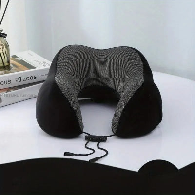 Oreiller de voyage NeckRelaxingPillow noir ergonomique pour soulager les douleurs cervicales en voiture