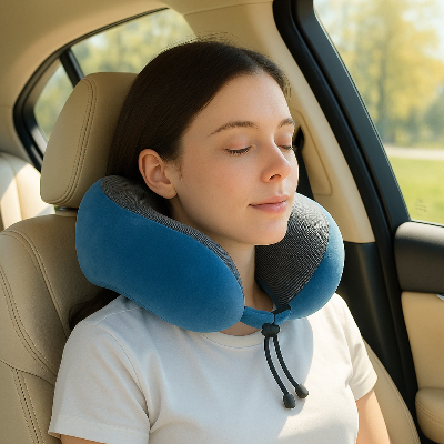 oreiller voiture neckrelaxing bleu clair confort automobile voyage