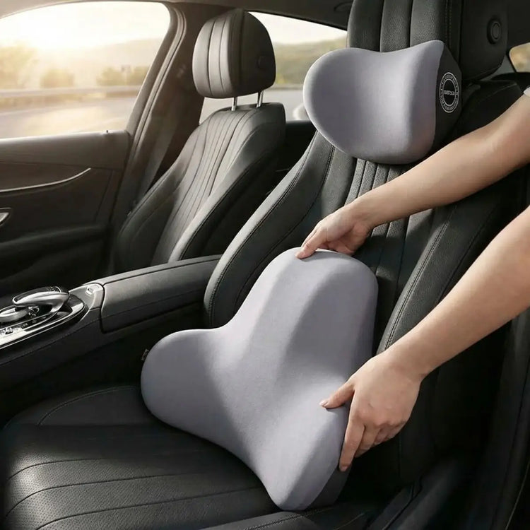 GJBHN Coussin Lombaire Voiture pour Dacia Spring 2024 Respirant Oreiller de Soutien Lombaire Mousse à Mémoire de Forme Coussin Dos Voiture,Punching Model-Black