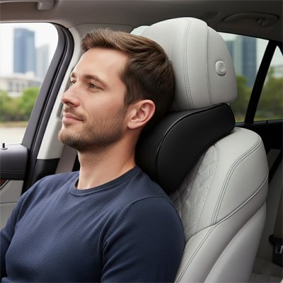 Appui tete voiture Revêtement en similicuir Matière premium facile d'entretien