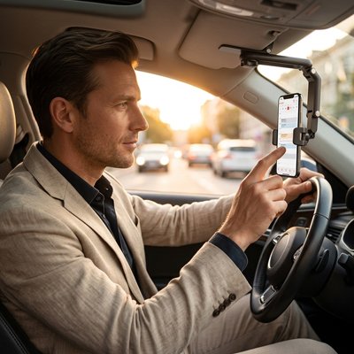 attache telephone voiture Fixation par clip sur le pare-soleil:
