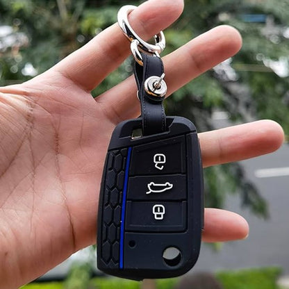 Coque de clé de voiture Design motif nid d'abeille avec bande centrale colorée contrastante