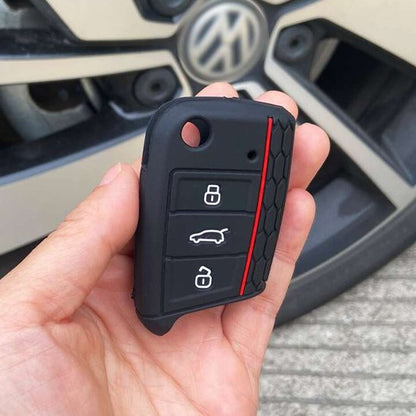 Coque de clé de voiture Volkswagen Matériau silicone souple résistant aux chocs et aux rayures