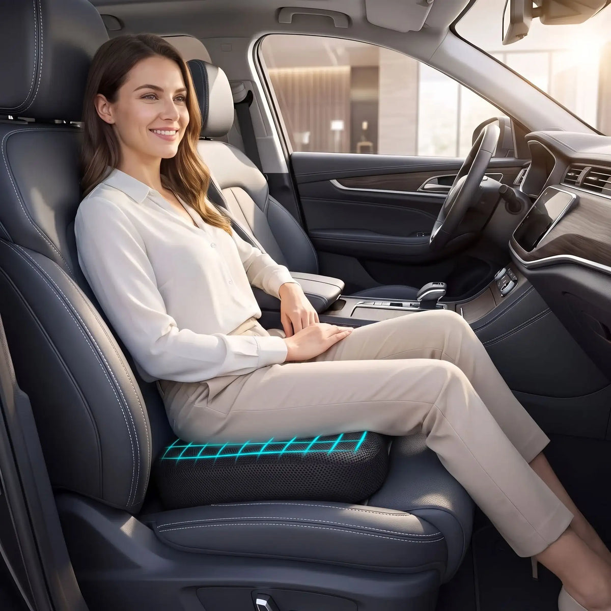 coussin voiture pour sciatique Marie confortable et soulage sur son siège