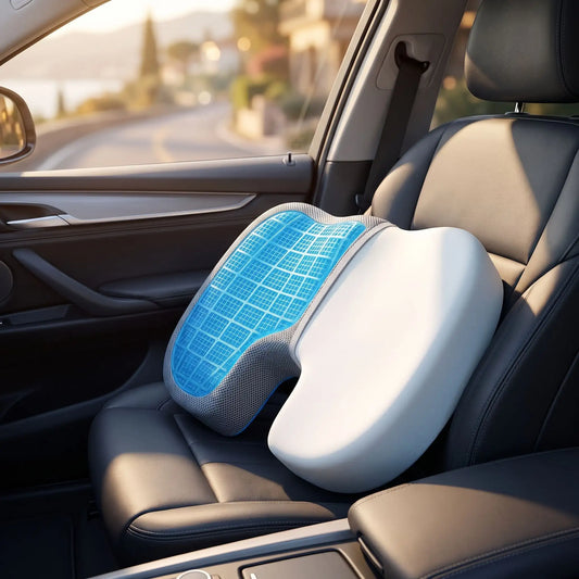 coussin voiture pour sciatique couleur bleu mémoire de forme soulagement sciatique et coccyx