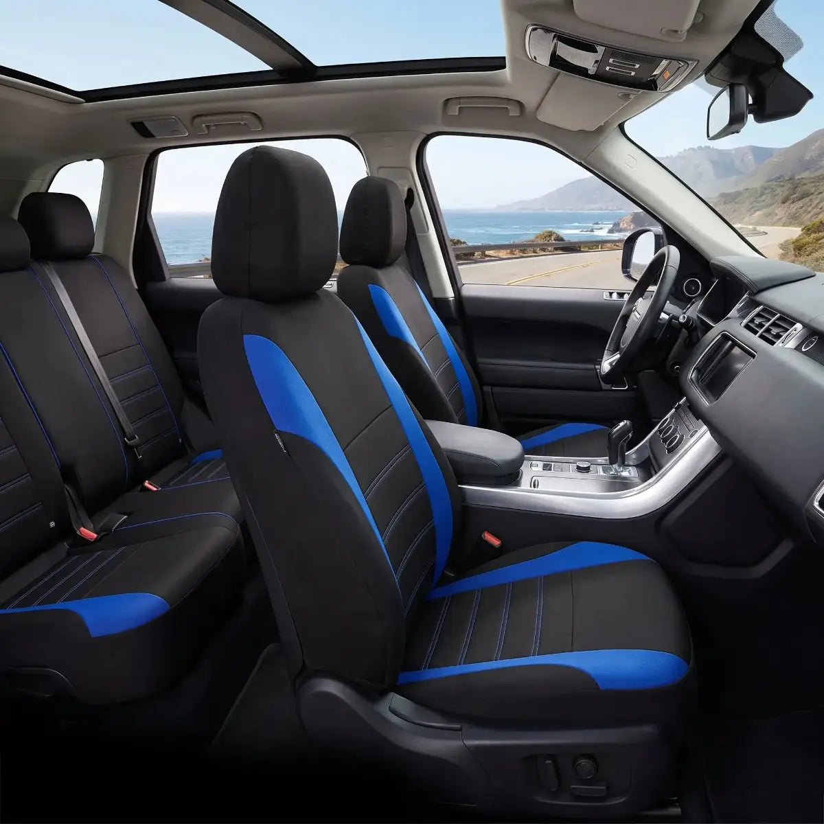housse siege pour voiture bicolore noir bleu