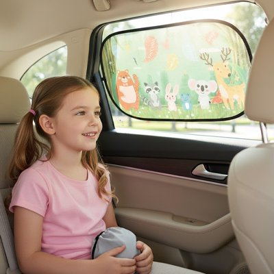 Pare soleil voiture Fixation simple rapide  vitres latérales sans outils ni colle