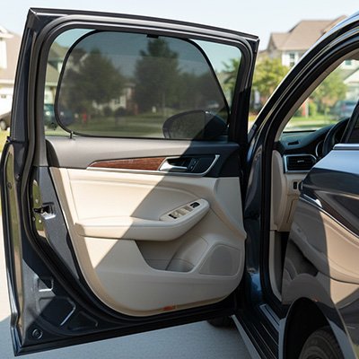 Pare soleil voiture Installation universelle Système de fixation par ventouses permettant une pose rapide sans outil sur toutes les vitres du véhicul