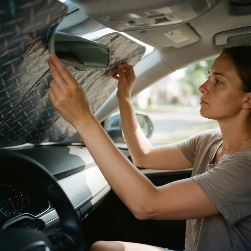 Pare soleil voiture pose rapide sans outil, maintien par visières ou pare-soleil