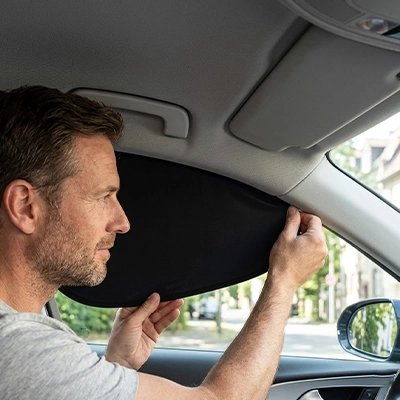 Pare soleil voiture Rangement compact Panneaux pliables se glissant facilement dans une pochette