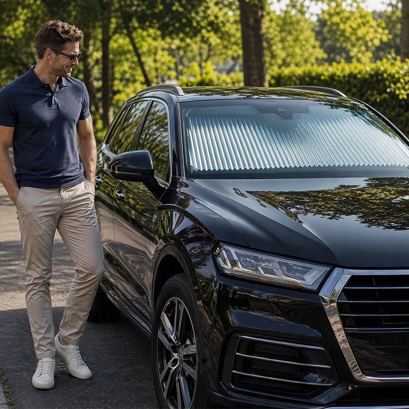 Pare soleil voiture  alu plisse taille ajustable adaptée à différents modèles de véhicules