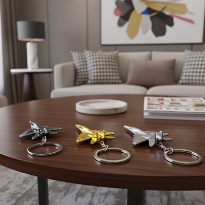 Porte clé Design avion de chasse Reproduction miniature détaillée d'un chasseur militaire moderne