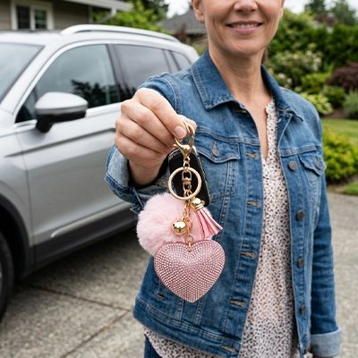 Porte clé pour voiture Design élégant en forme de cœur