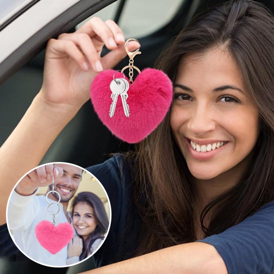 Porte clé pour voiture femme design cœur