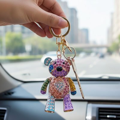 Porte clé pour voiture Mousqueton pivotant inclus