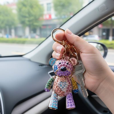 Porte clé pour voiture Ornements brillants multicolores