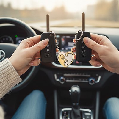 Porte clé voiture couple Fixation facile et sécurisée 