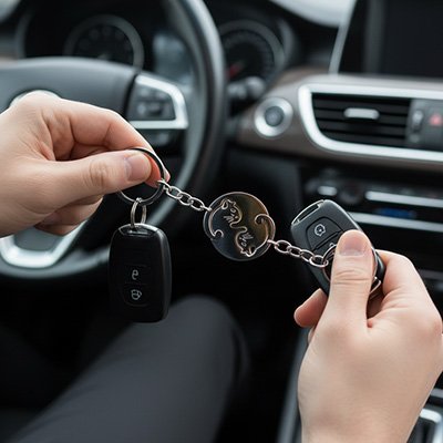 Porte clé voiture couple Matériau métallique résistant
