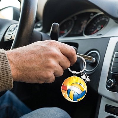  porte clef voiture pendentif, j'aime le volley-ball