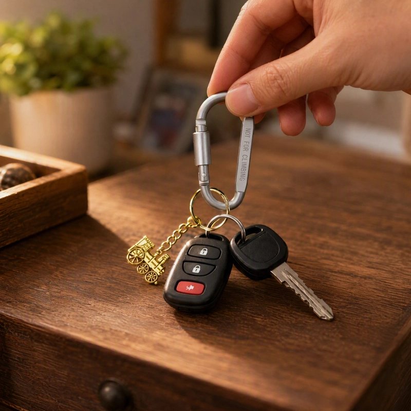 Porte cles voiture mousqueton de sécurité avec fermoir