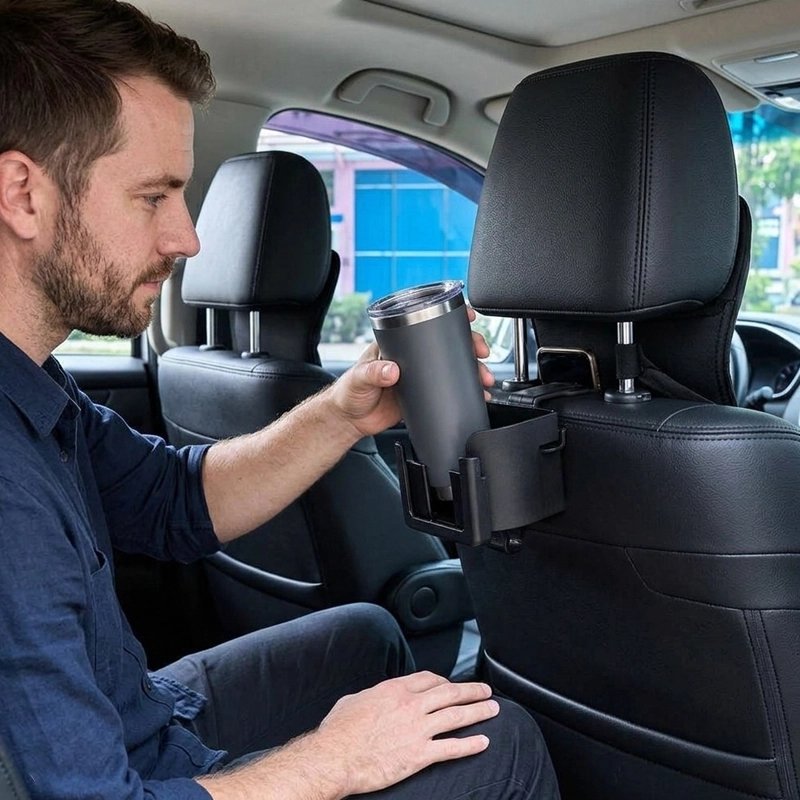 Porte gobelet pour voiture Stabilité maintien ferme sur tige appui tête 