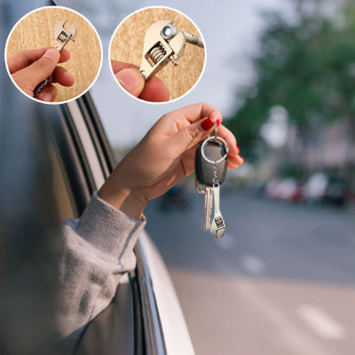 porte clé en forme de clé a molette innovant