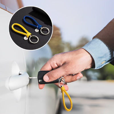 porte clé voiture tisse en cuir couleur jaune