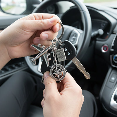 Porte clef avion terre en alliage de zinc