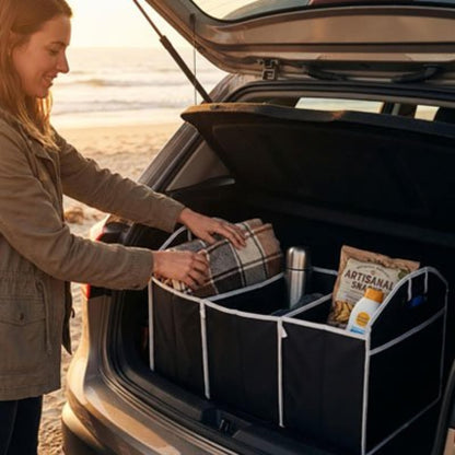 Rangement coffre voiture Armature rigide avec bordures blanches Assure maintien forme même à vide  améliore visibilité contenu