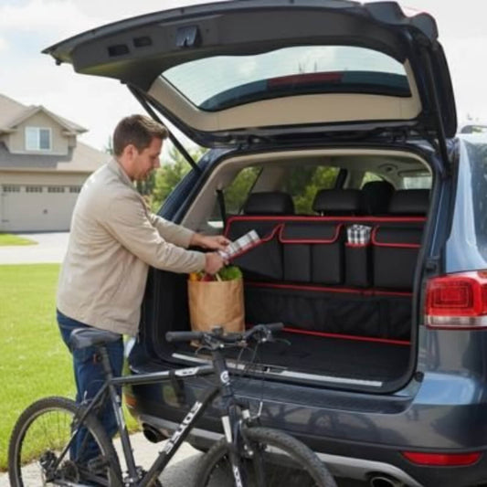 Rangement coffre voiture Compartiments multiples plusieurs poches et divisions pour séparer et organiser efficacement