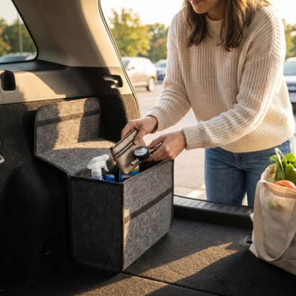 Rangement coffre voiture Compartiments multiples permet de séparer et organiser efficacement courses alimentaires et objets divers