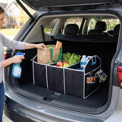 Rangement coffre voiture  pliable, organisateur de coffre de voiture jouets conteneur stockage des aliments sacs boîte accessoires voiture