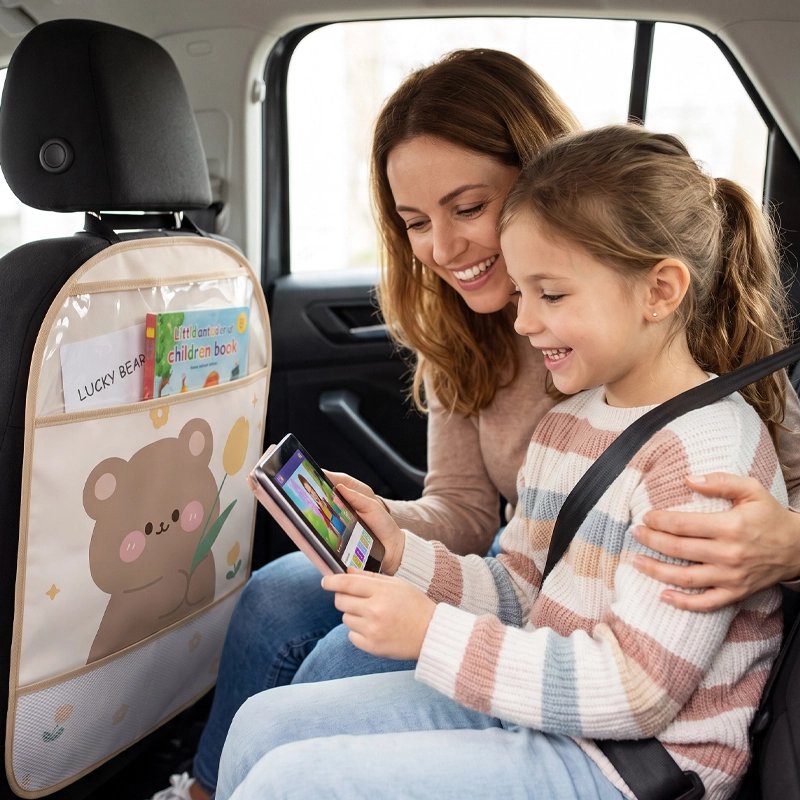 rangement voiture enfant dossier de siège motifs enfantins