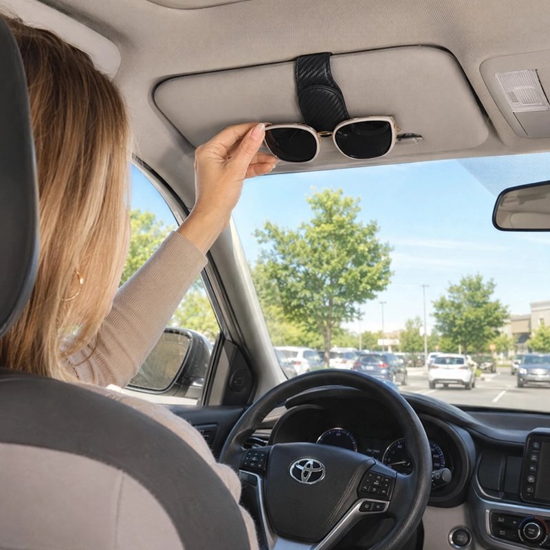 Support lunettes voiture s'attache directement sur le pare-soleil du véhicule