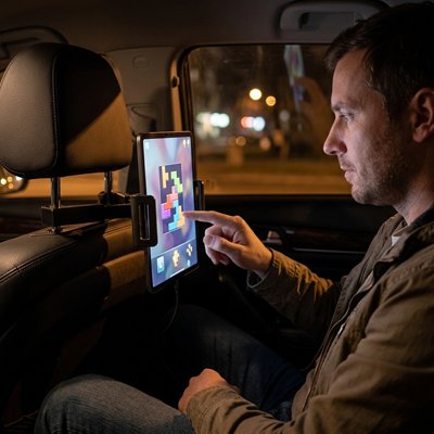 Support tablette voiture Le support se clipse directement sur les tiges métalliques de l'appui-tête sans outil