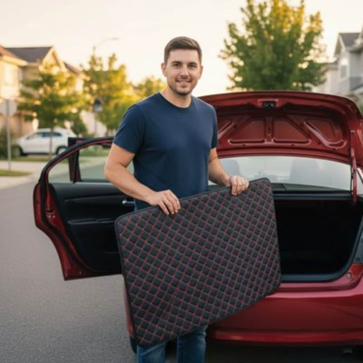 Tapis de coffre voiture Matériau en simili cuir matelassé Surface résistante à l'eau 