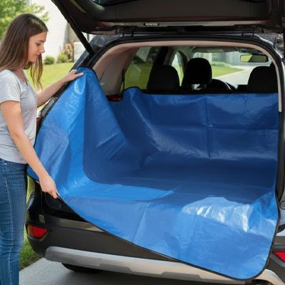 Tapis de coffre voiture Protection complète Couvre l'intégralité du coffre incluant parois latérales